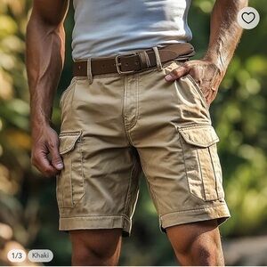 Old Navy Men Khaki Cargo Shorts Durable Cotton Casual Comfy Waist 34” Inseam 10”